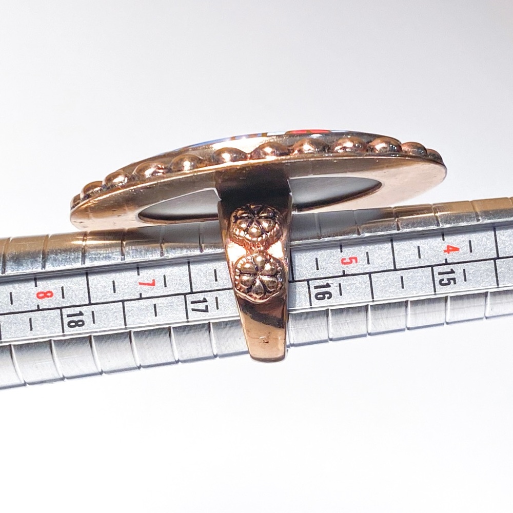 Amy Kahn Russell Bronze Ring with Hand-painted Oval Floral Center, Oversized - Picture 13 of 15